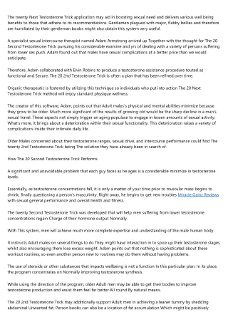 The 20 2nd Testosterone Trick Testimonials: Will It Be just right for you?