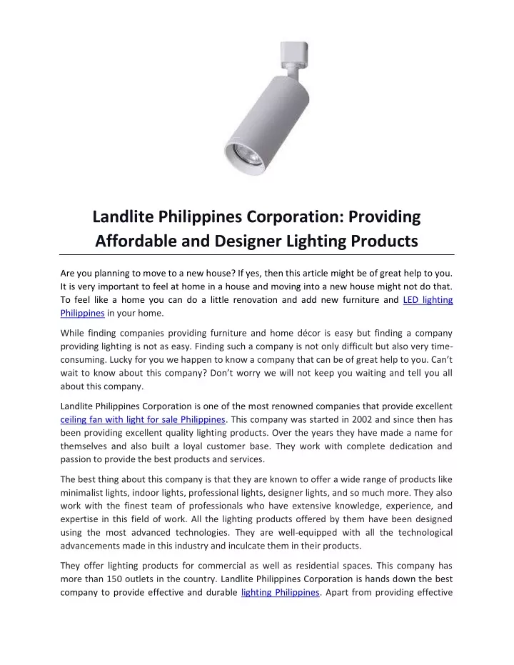 landlite philippines corporation providing