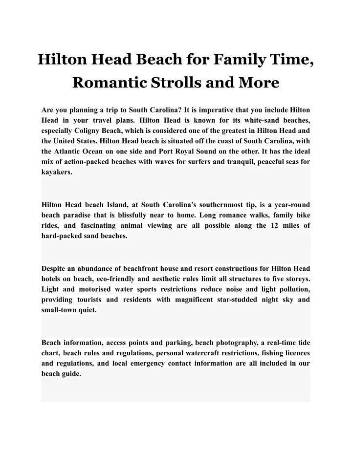 hilton head beach for family time romantic