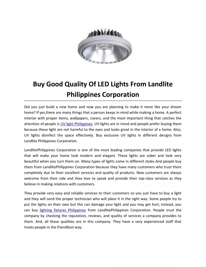 buy good quality of led lights from landlite