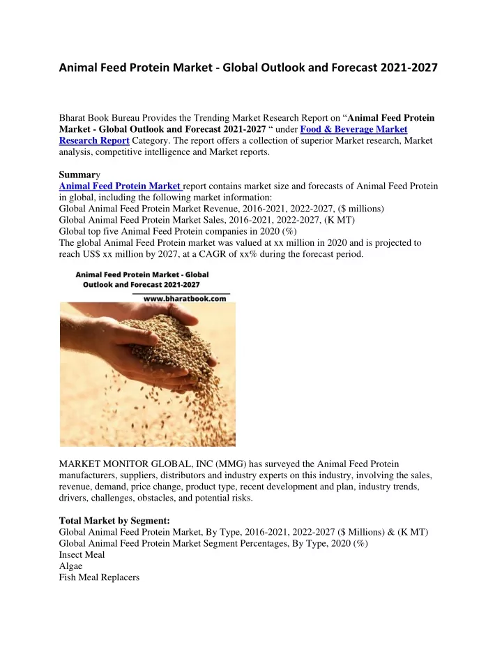 animal feed protein market global outlook