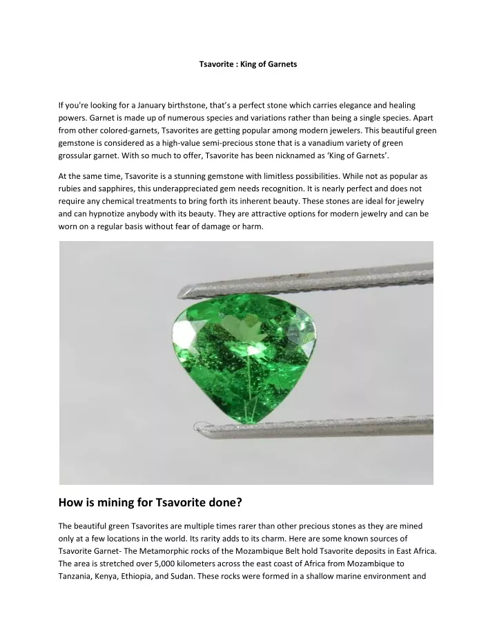 tsavorite king of garnets