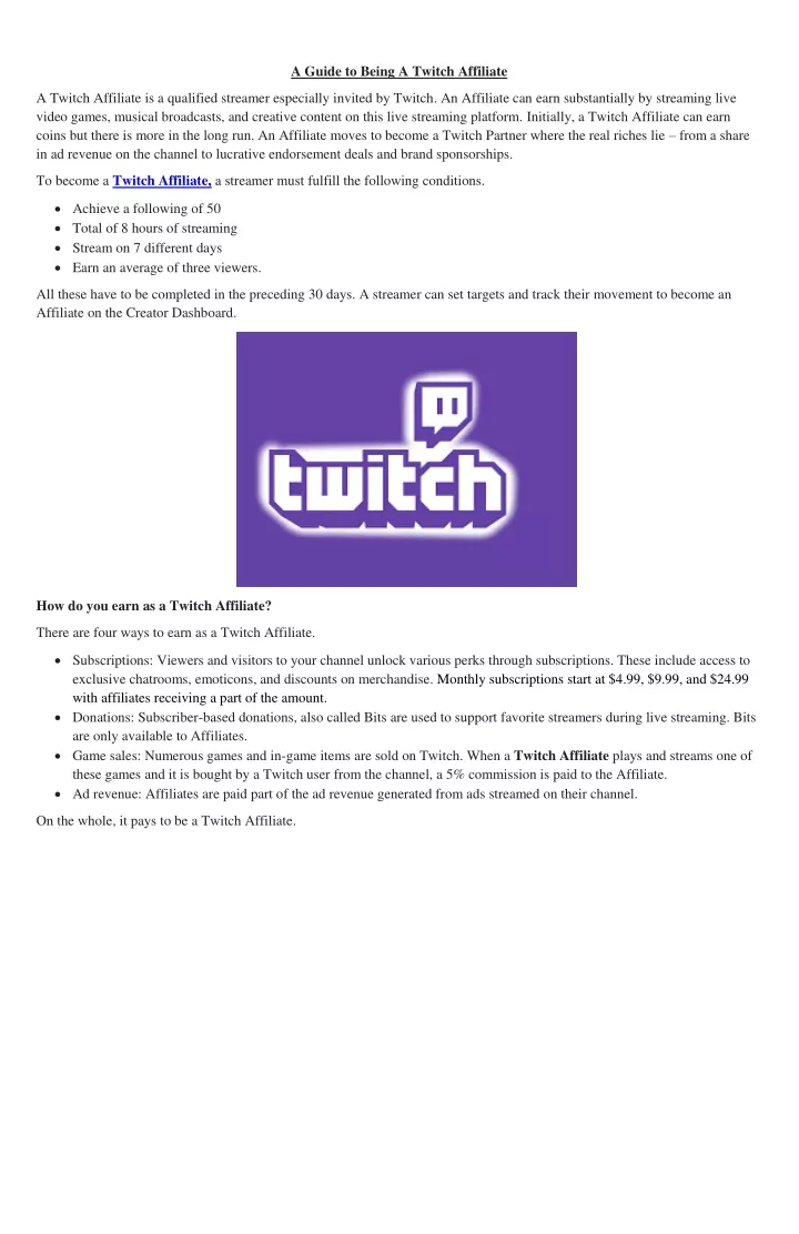 a guide to being a twitch affiliate