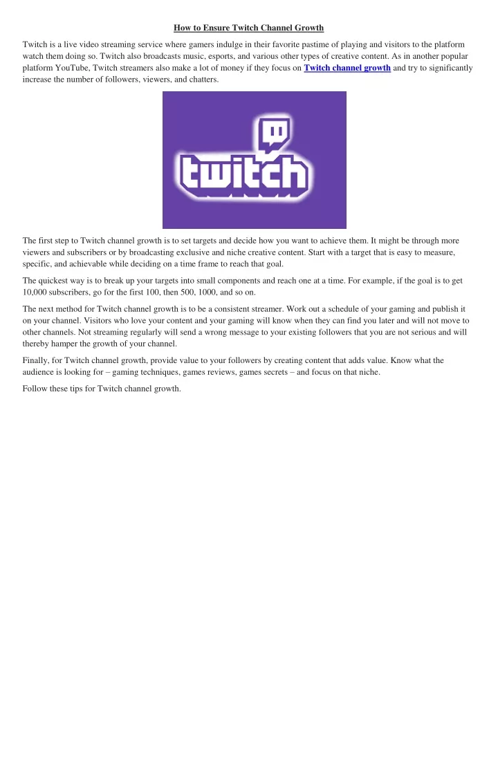 how to ensure twitch channel growth