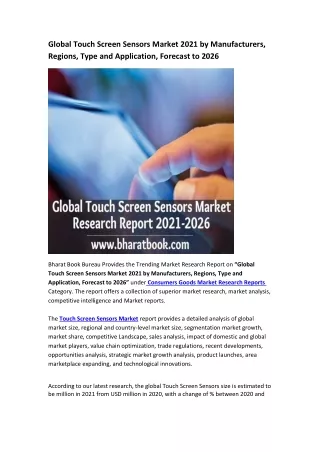 global touch screen sensors market 2021