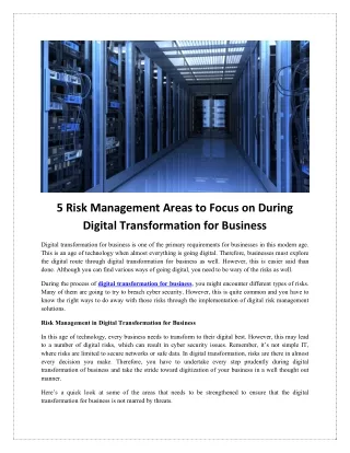 5 Risk Management Areas to Focus on During Digital Transformation for Business