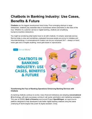 Conversational Banking Chatbot Use Cases & Benefits