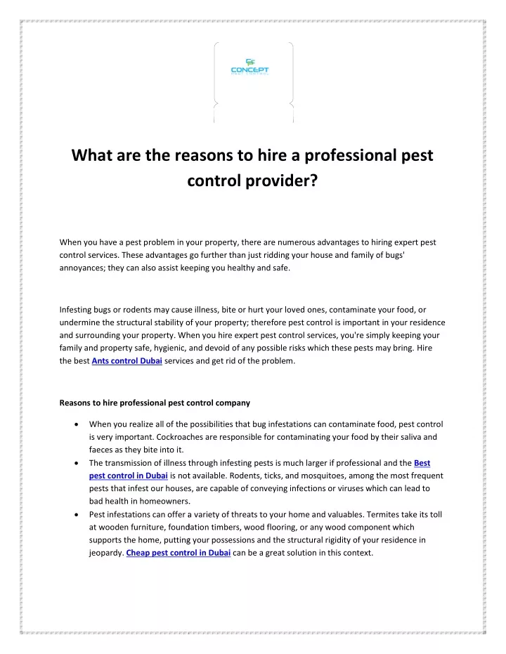 what are the reasons to hire a professional pest