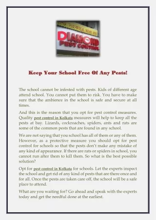Keep Your School Free Of Any Pests