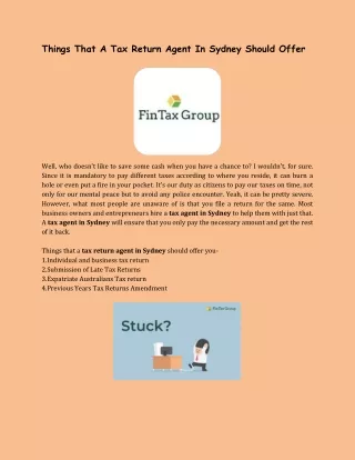 things that a tax return agent in sydney should