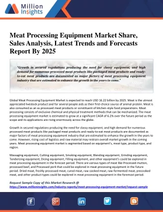 meat processing equipment market share sales