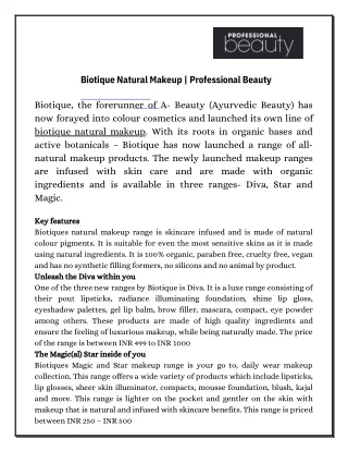 Biotique Natural Makeup | Professional Beauty