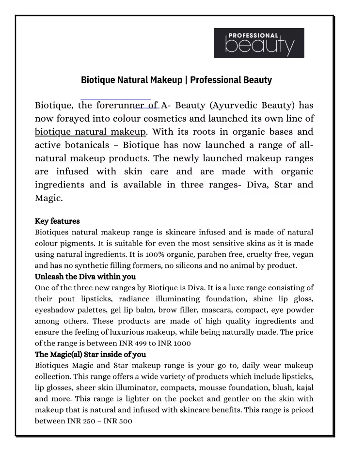 biotique natural makeup professional beauty