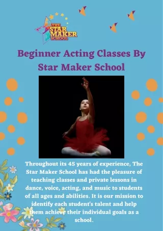 Get The Best Beginner Acting Classes | Star Maker School