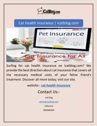 Cat Health Insurance | Icatblog.com