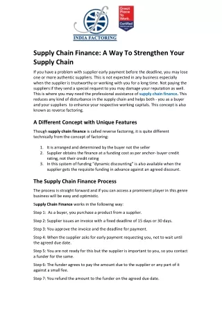 Supply Chain Finance: A Way To Strengthen Your Supply Chain
