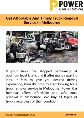 Get Affordable And Timely Truck Removal Service In Melbourne
