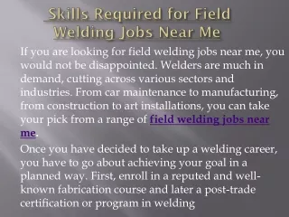 field welding jobs near me
