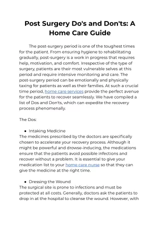 post surgery do s and don ts a home care guide