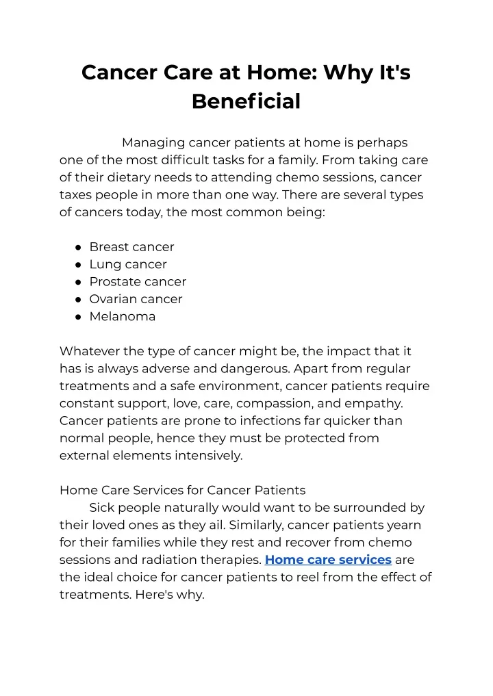 cancer care at home why it s beneficial