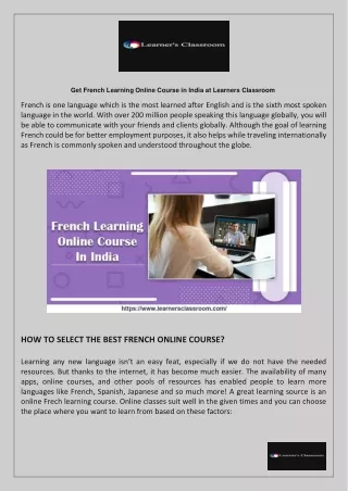 Get French Learning Online Course in India
