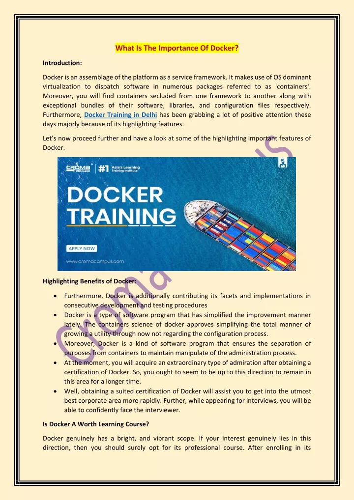 what is the importance of docker