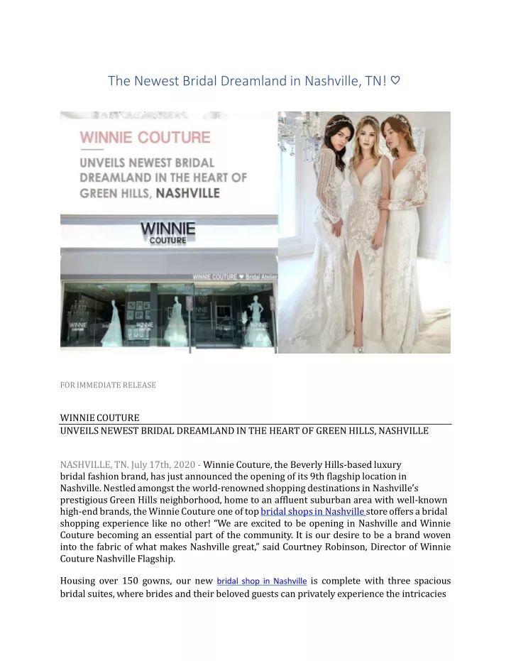 the newest bridal dreamlandin nashville tn