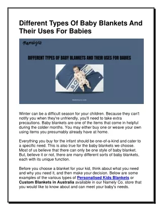 different types of baby blankets and their uses