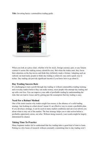 title investing basics commodities trading guide
