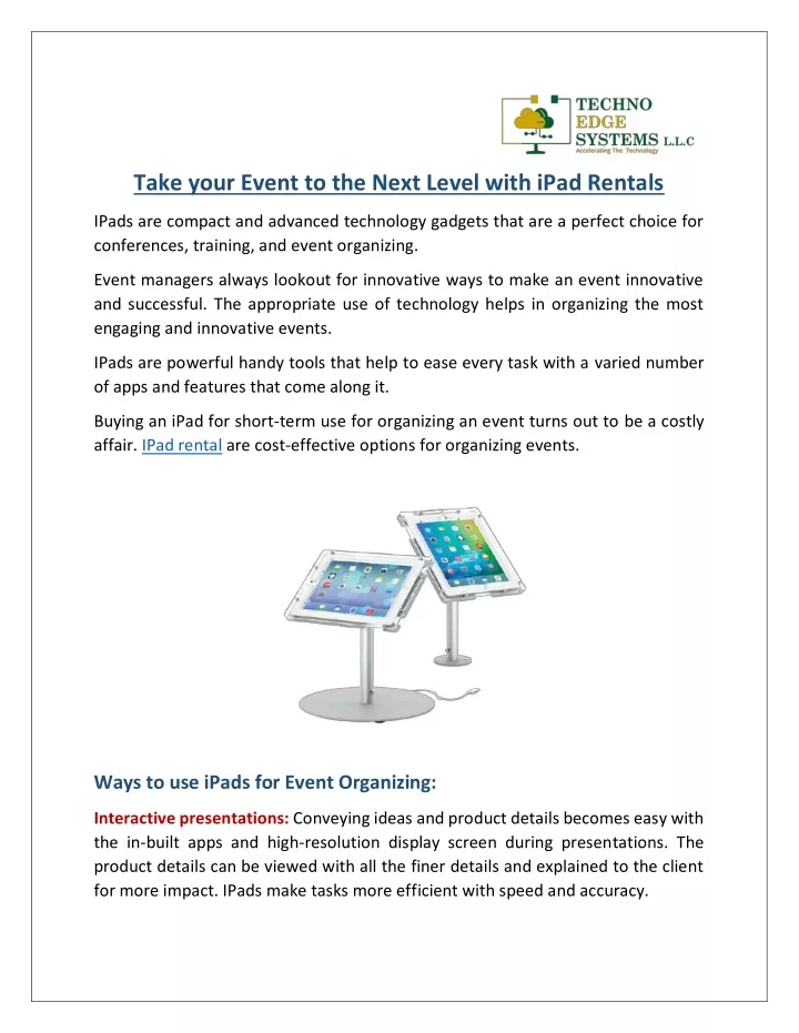 take your event to the next level with ipad