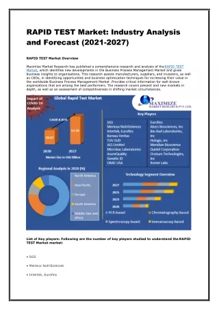 rapid test market industry analysis and forecast