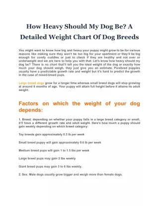 How Heavy Should My Dog Be? A Detailed Weight Chart Of Dog Breeds