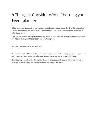 9 things to consider when choosing your event
