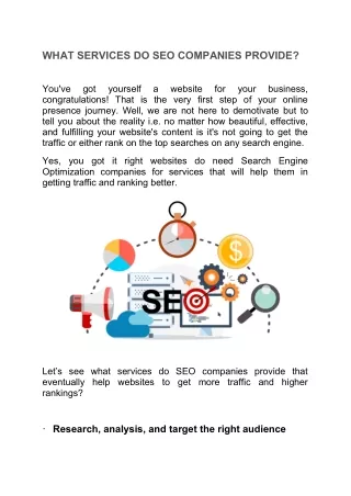 SEO company's services, they often provide the following for on-page SEO