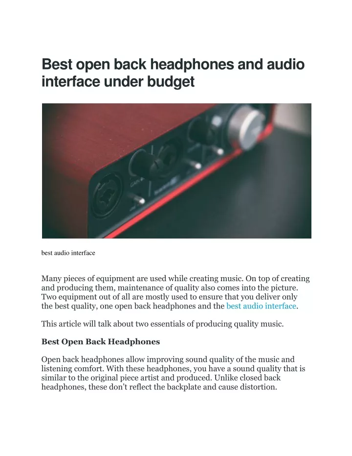 best open back headphones and audio interface