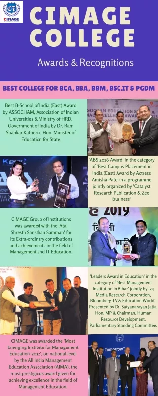 CIMAGE College Awards & Recognitions | Best BCA College in Patna | BBA, BBM