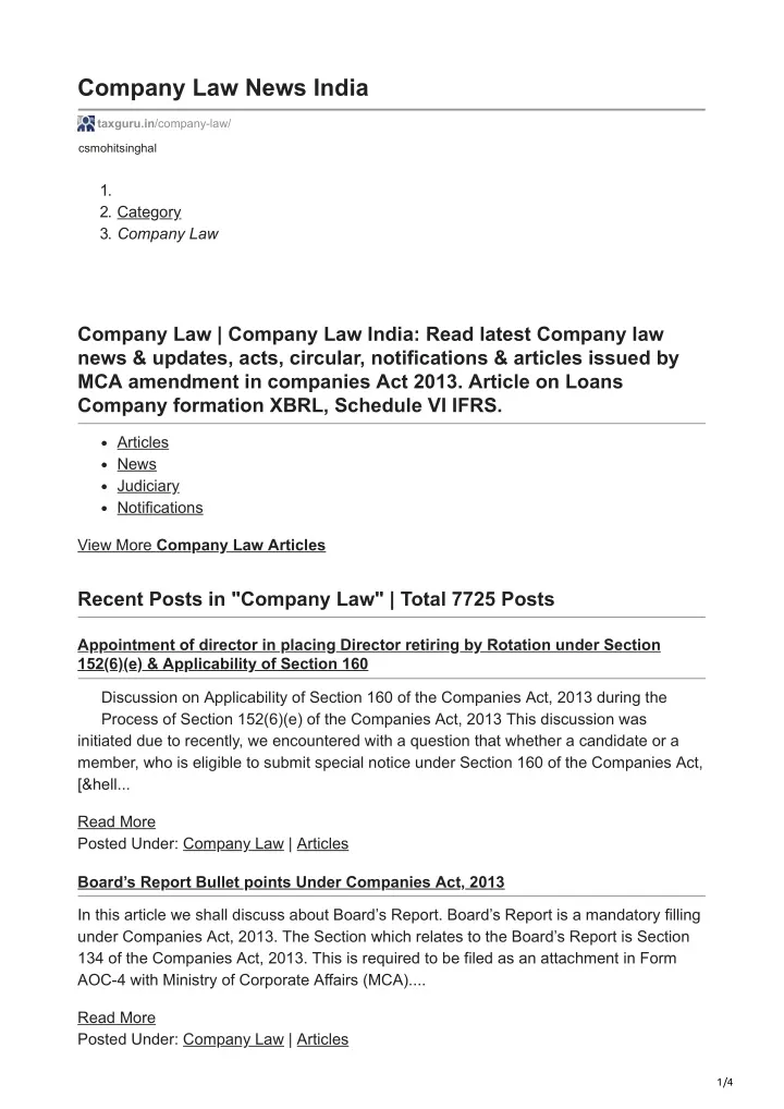 company law news india