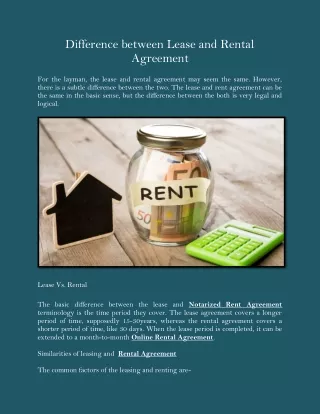 Difference between Lease and Rental Agreement
