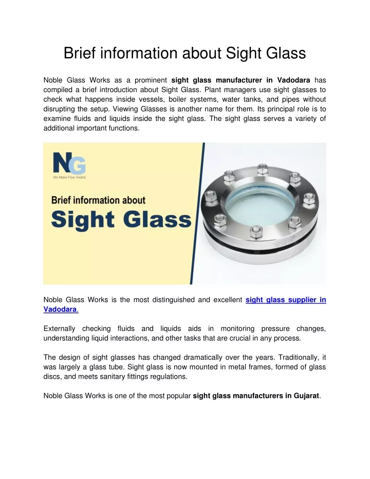 brief information about sight glass