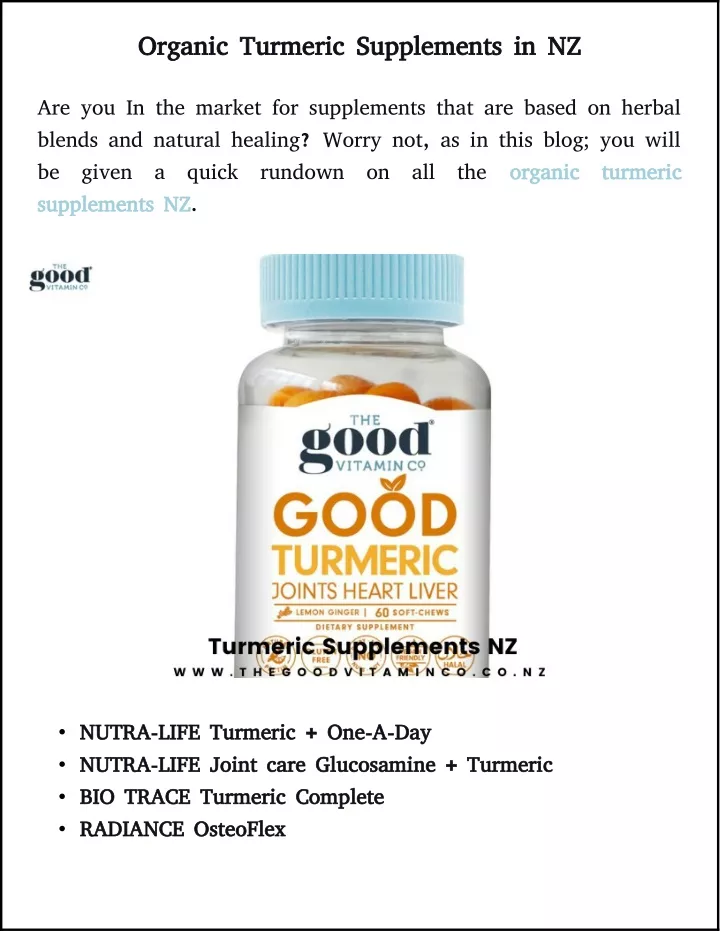 organic turmeric supplements in nz organic