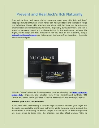 Prevent and Heal Jock’s Itch Naturally