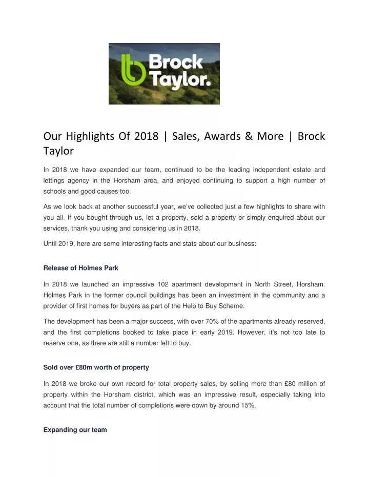 our highlights of 2018 sales awards more brock