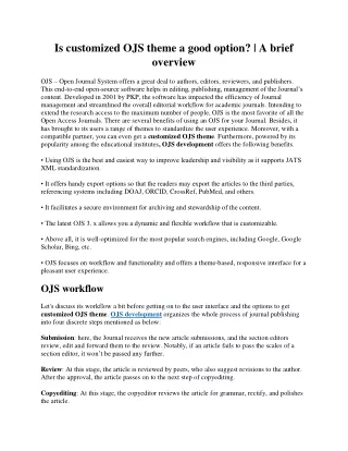 is customized ojs theme a good option a brief