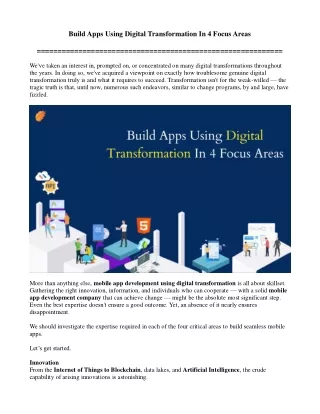 build apps using digital transformation