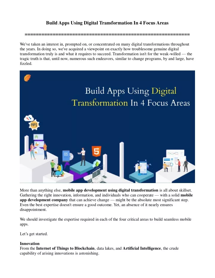 build apps using digital transformation