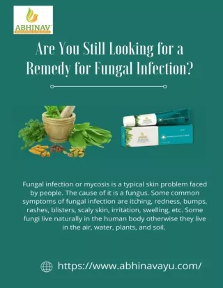 Are You Still Looking for a Remedy for Fungal Infection-abhinavayu.com_