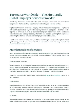 topsource worldwide the first trully global