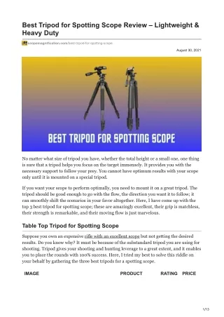 scopemagnification.com-Best Tripod for Spotting Scope Review  Lightweight amp Heavy Duty