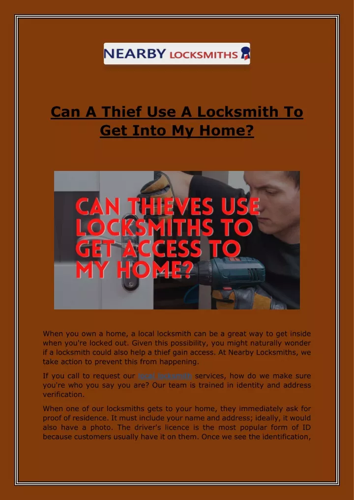 can a thief use a locksmith to get into my home