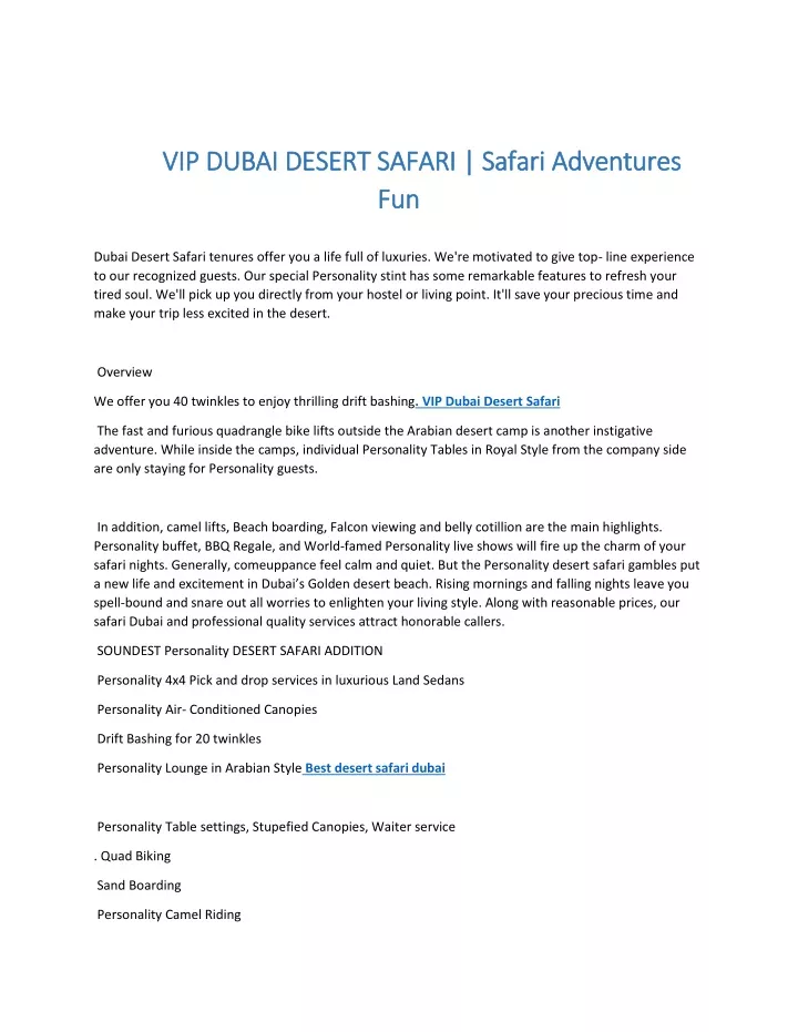 vip dubai desert safari safari adventures
